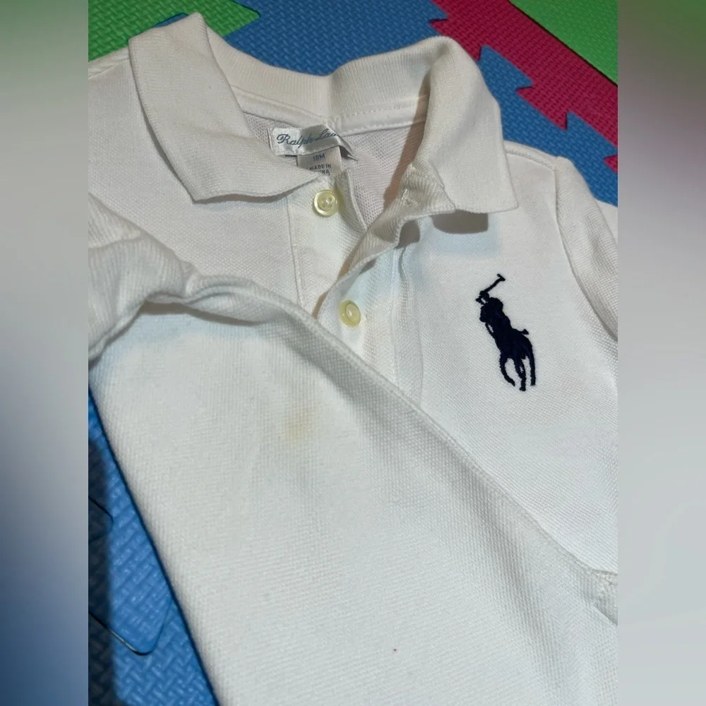 Ralph Lauren Kids Polo Shirt - White with Navy Accents